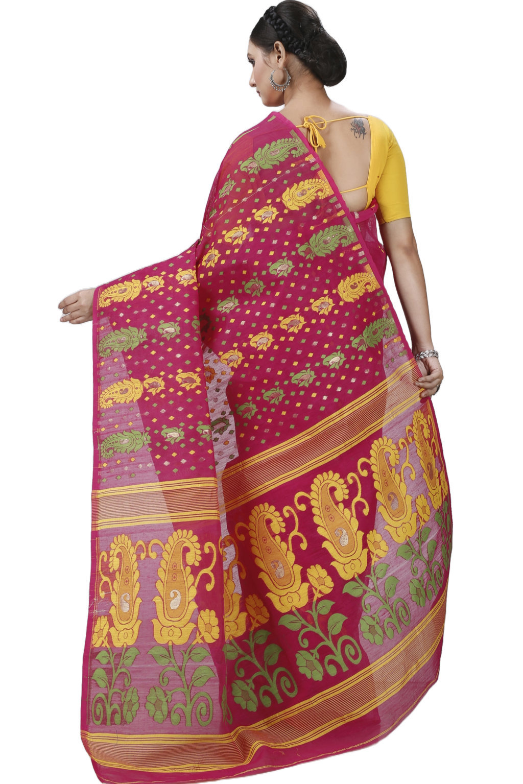 Maroon Pure Cotton Vani Jamdani Saree (1110)